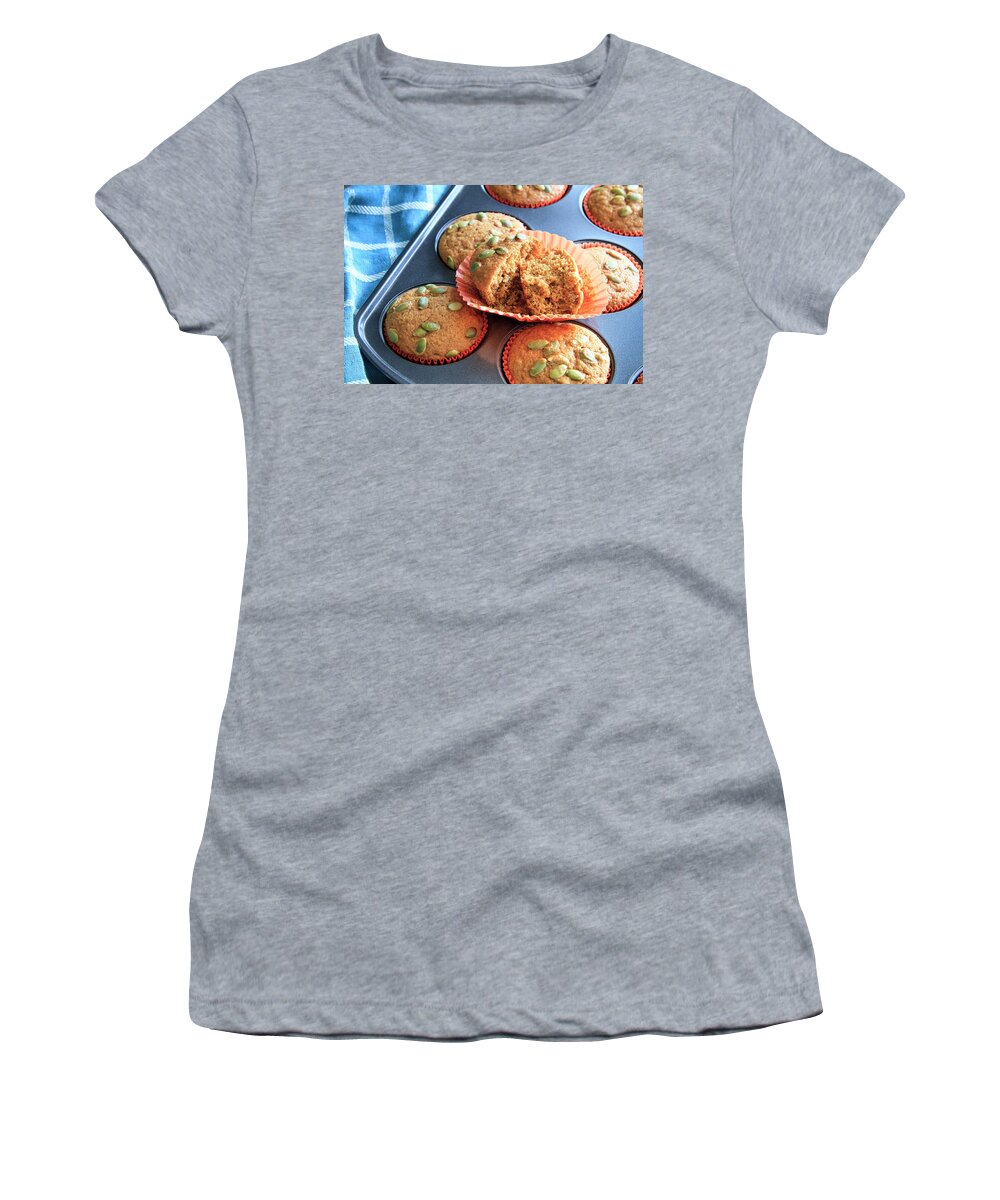 Autumn Women's T-Shirt featuring the photograph Pumpkin Muffins for You by Teri Virbickis
