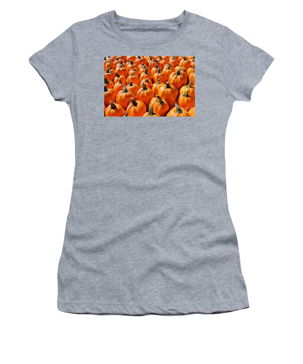 Pumpkin Women's T-Shirt featuring the photograph Pumpkins by Iryna Liveoak