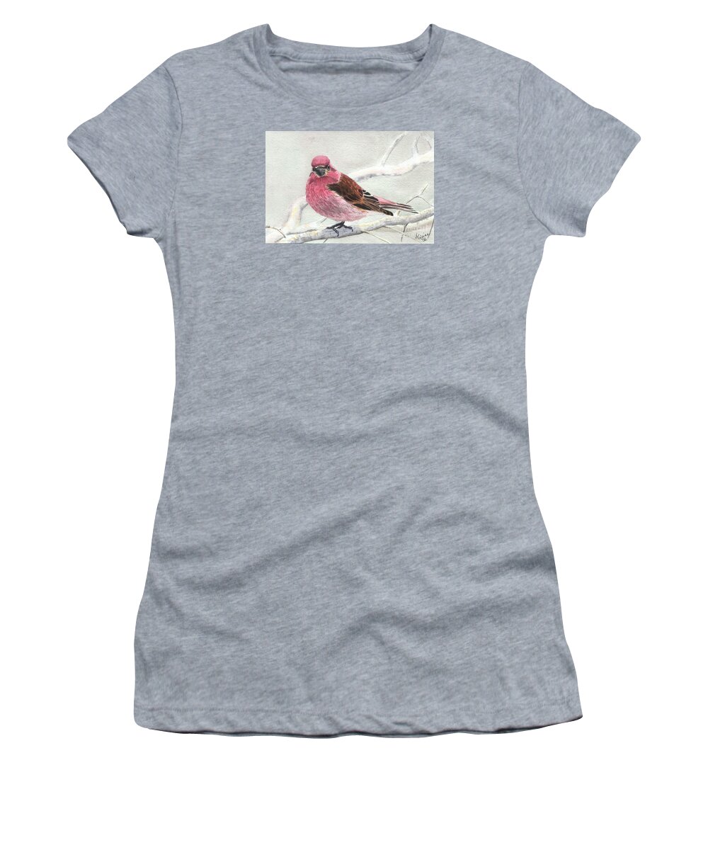 Bird Women's T-Shirt featuring the painting Purple Finch by Lynn Quinn