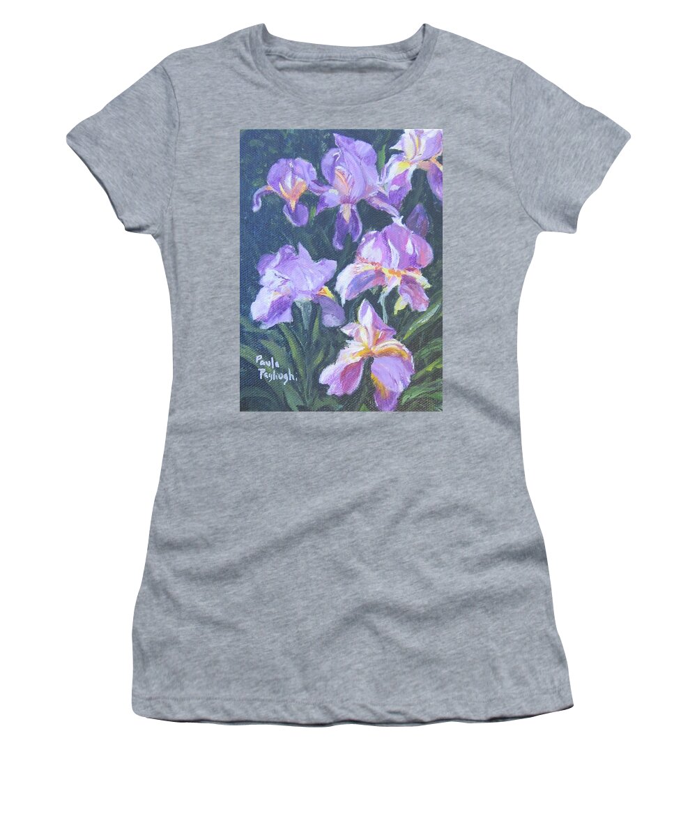 Painting Women's T-Shirt featuring the painting Purple Iris by Paula Pagliughi