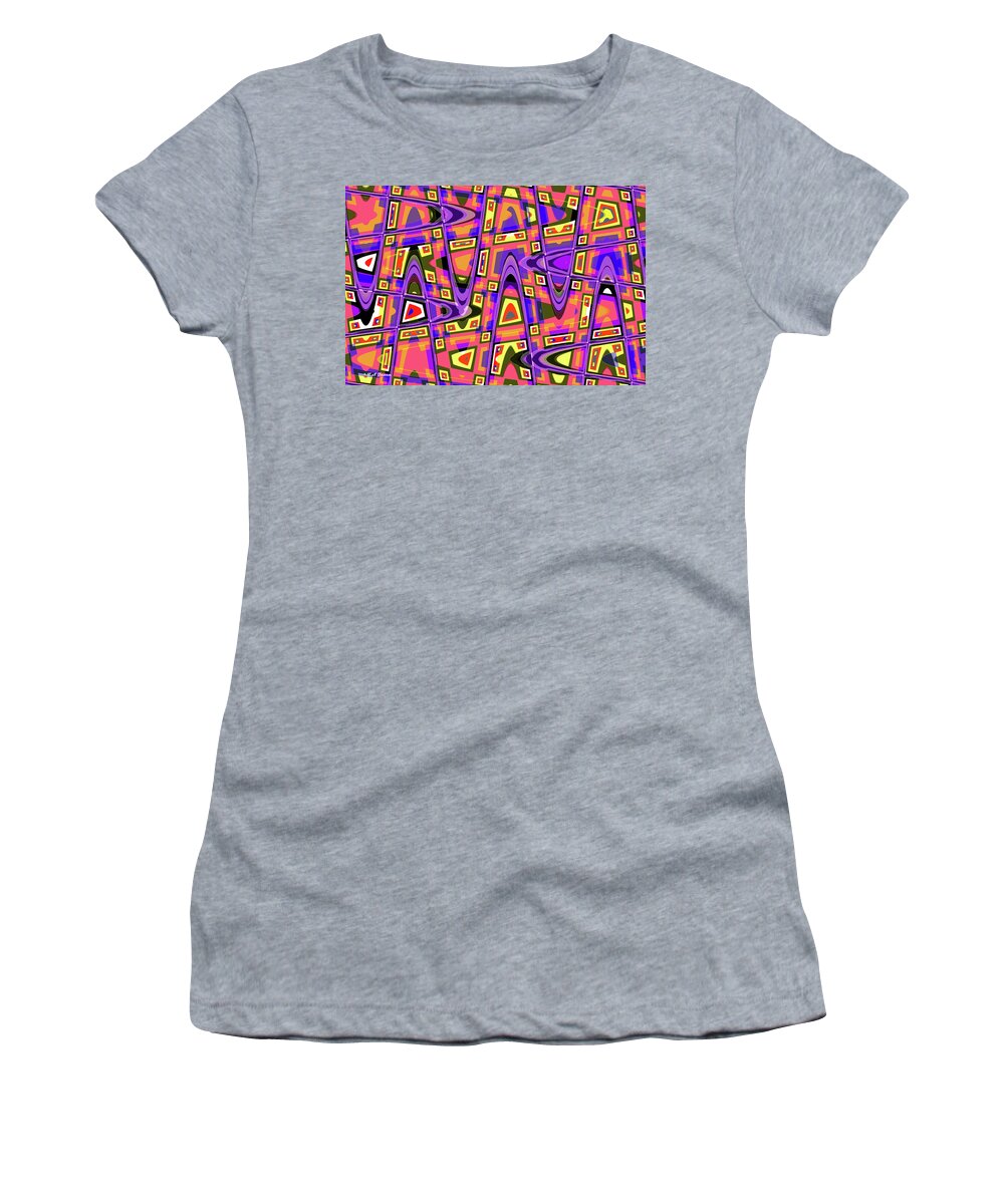 Purple Panel Abstract#2 Women's T-Shirt featuring the digital art Purple Panel Abstract#2 by Tom Janca