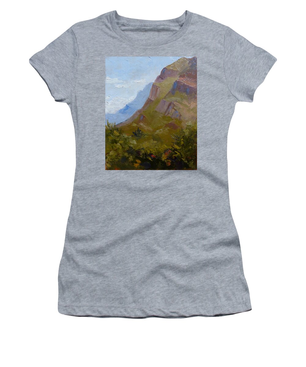Landscape Women's T-Shirt featuring the painting Pusch Ridge I by Susan Woodward