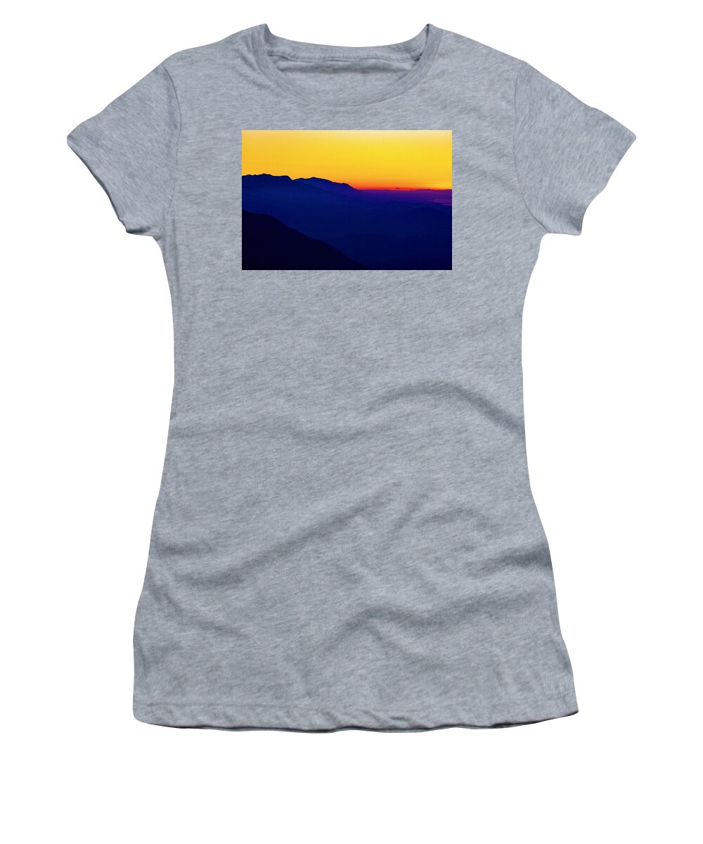 Nature Women's T-Shirt featuring the painting Pyrenees the Sierra Nevada of Spain by Celestial Images
