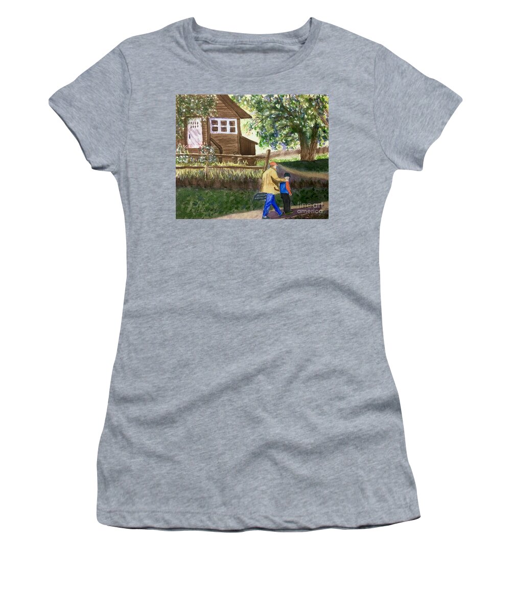 Father Women's T-Shirt featuring the painting Quality Time by Sue Carmony