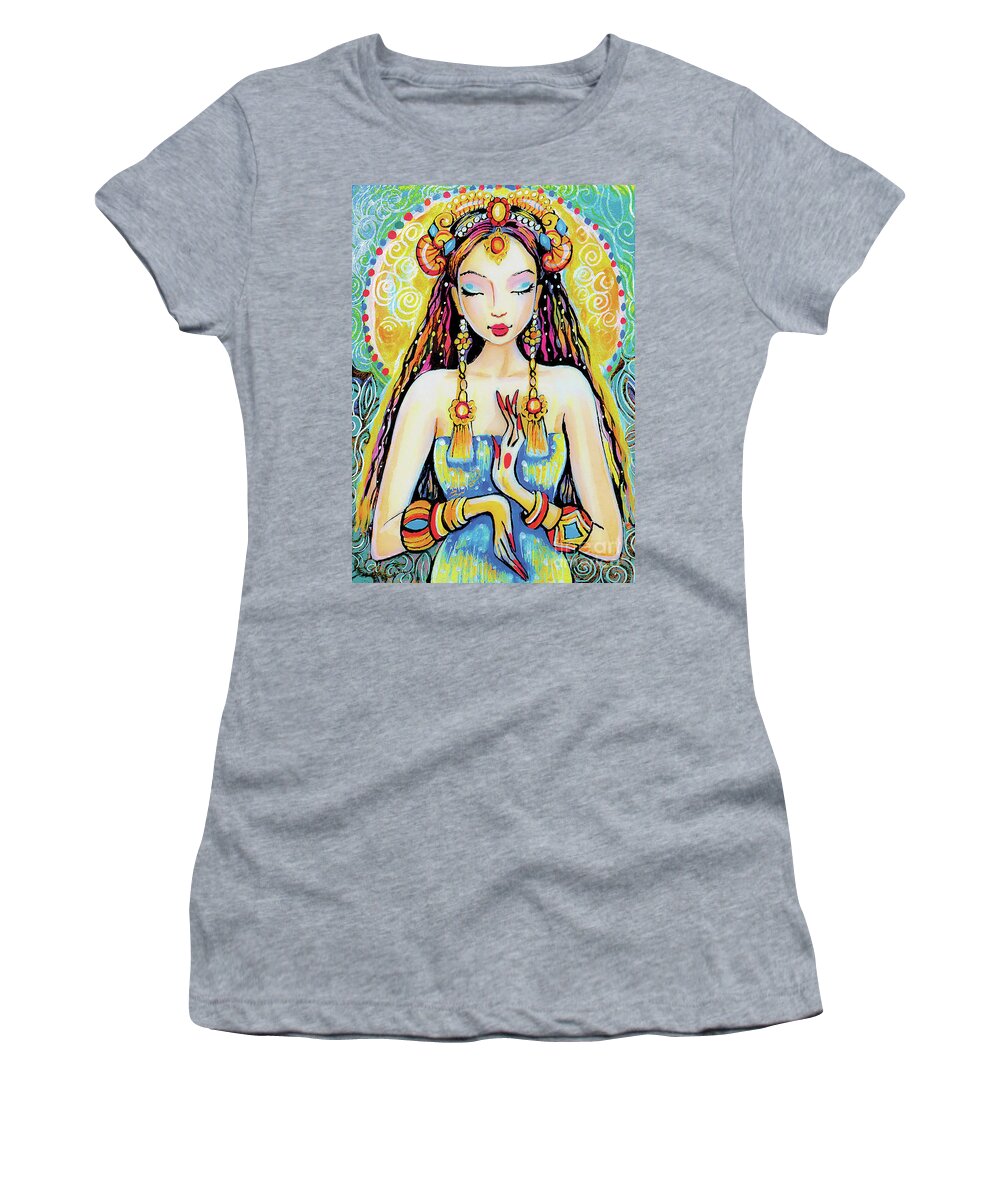 Indian Goddess Women's T-Shirt featuring the painting Quan Yin by Eva Campbell