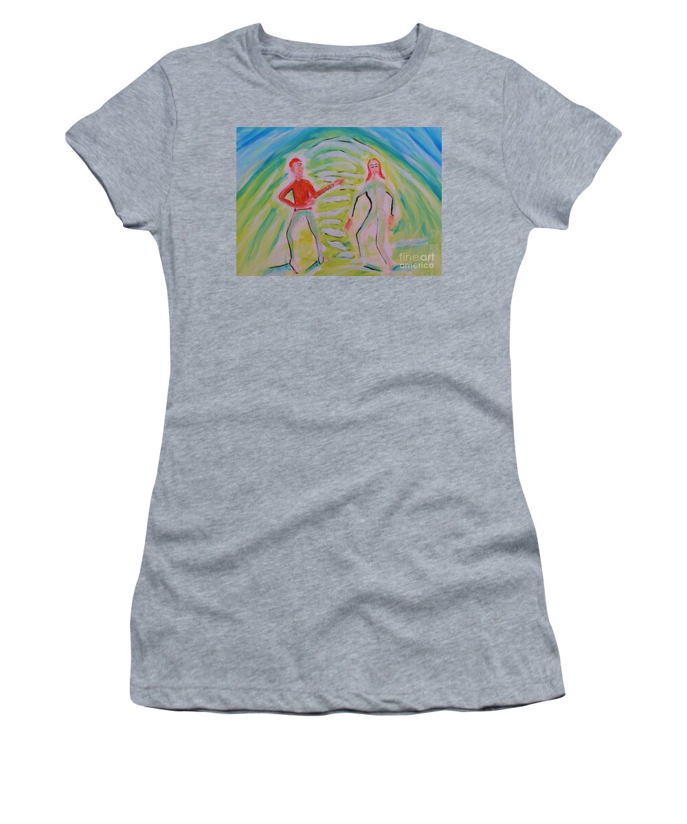 Quantum Entanglement Women's T-Shirt featuring the painting Quantum Entanglement by Stanley Morganstein