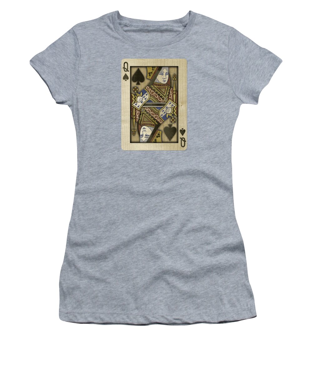 Black Women's T-Shirt featuring the photograph Queen of Spades in Wood by YoPedro