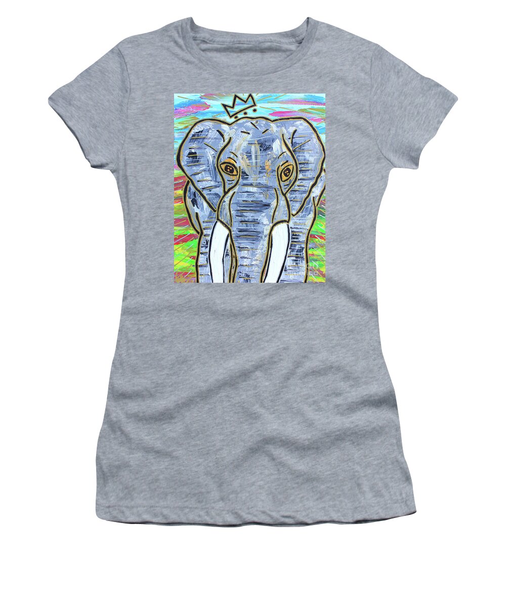 Painting - Acrylic Women's T-Shirt featuring the painting Queen Of The Jungle by Odalo Wasikhongo