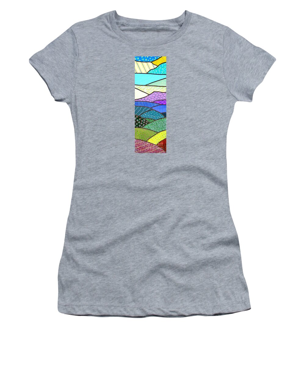 Mountain Women's T-Shirt featuring the painting Quilted Mountain by Jim Harris