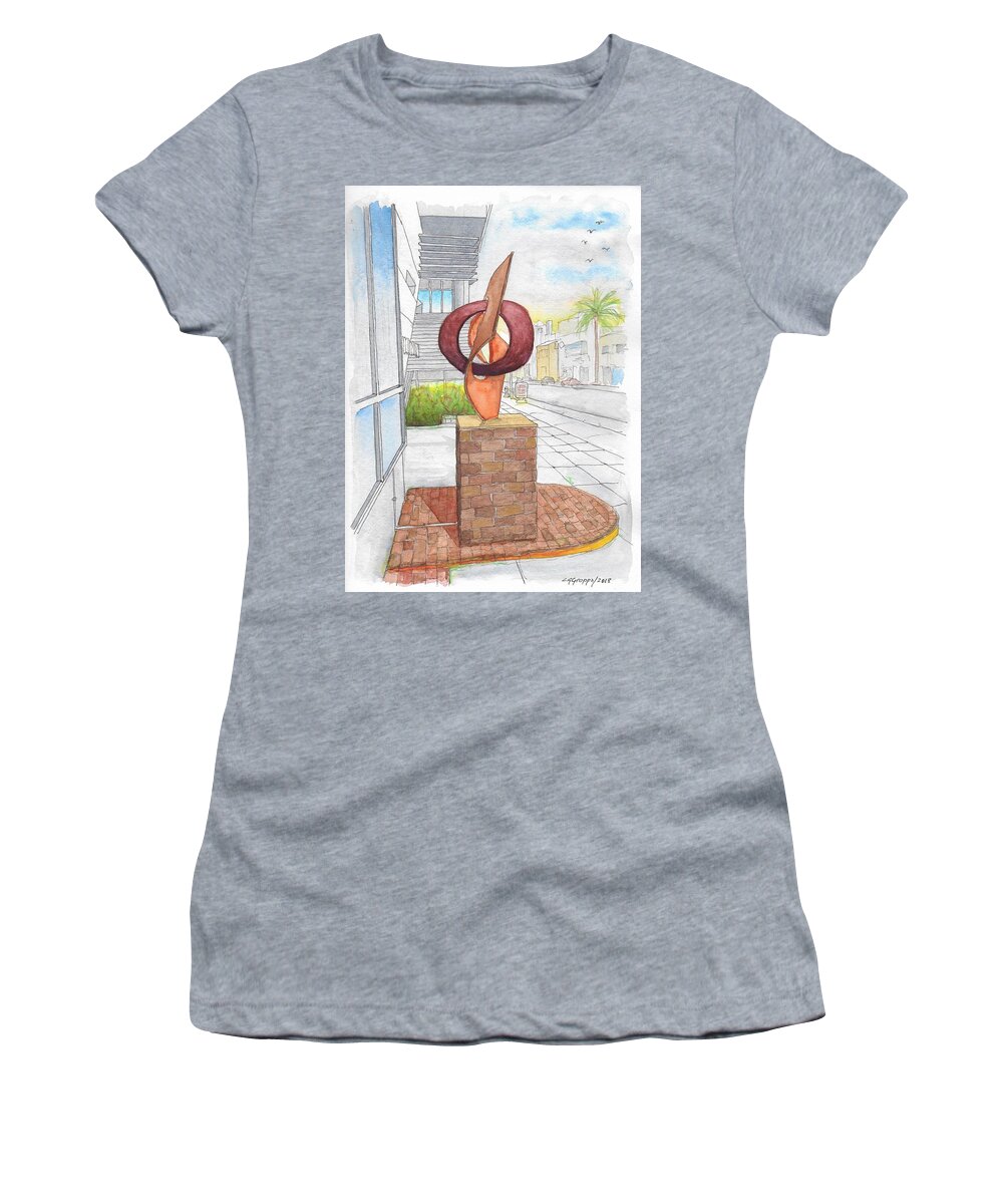 Sculpture Women's T-Shirt featuring the painting Rafe Affleck sculpture untitle in Beverly Hills, California by Carlos G Groppa