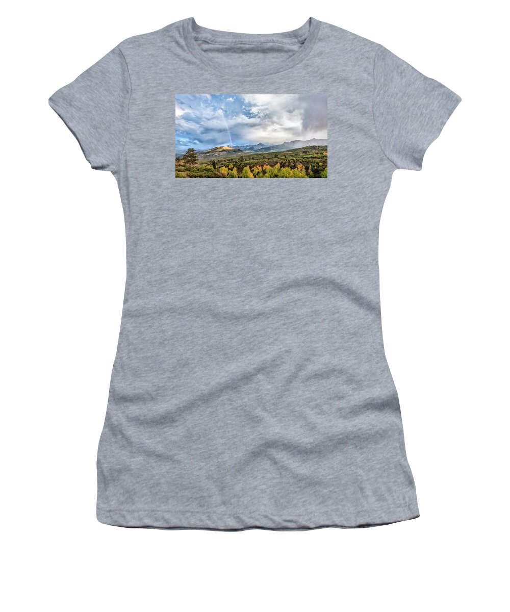 Art Women's T-Shirt featuring the photograph Rainbow in the San Juan Mountains by Jon Glaser