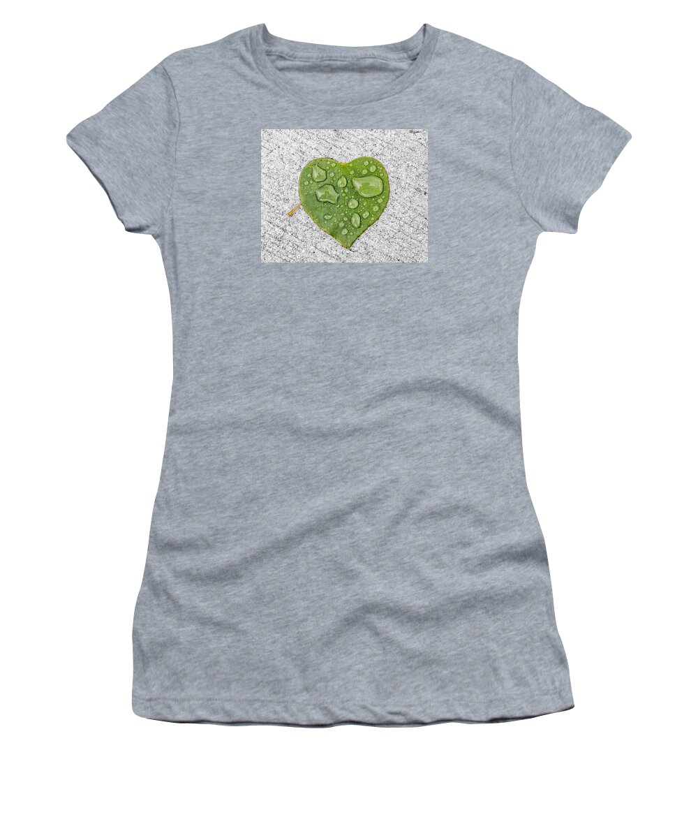 Green Women's T-Shirt featuring the photograph Raindrop Reflections by Allan Levin