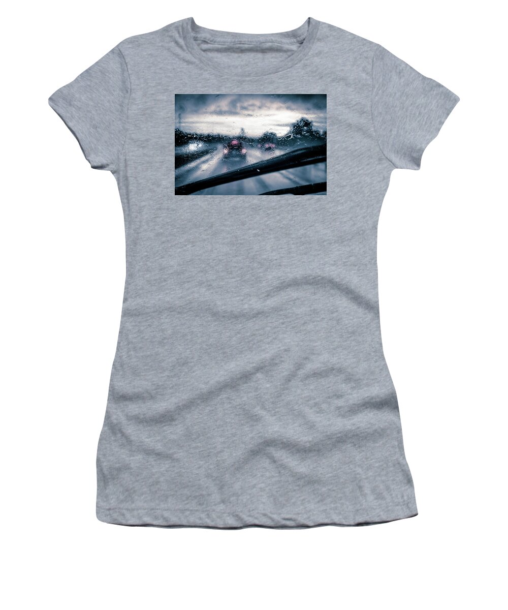 Rainy Drive Women's T-Shirt featuring the photograph Rainy Day In July by David Sutton