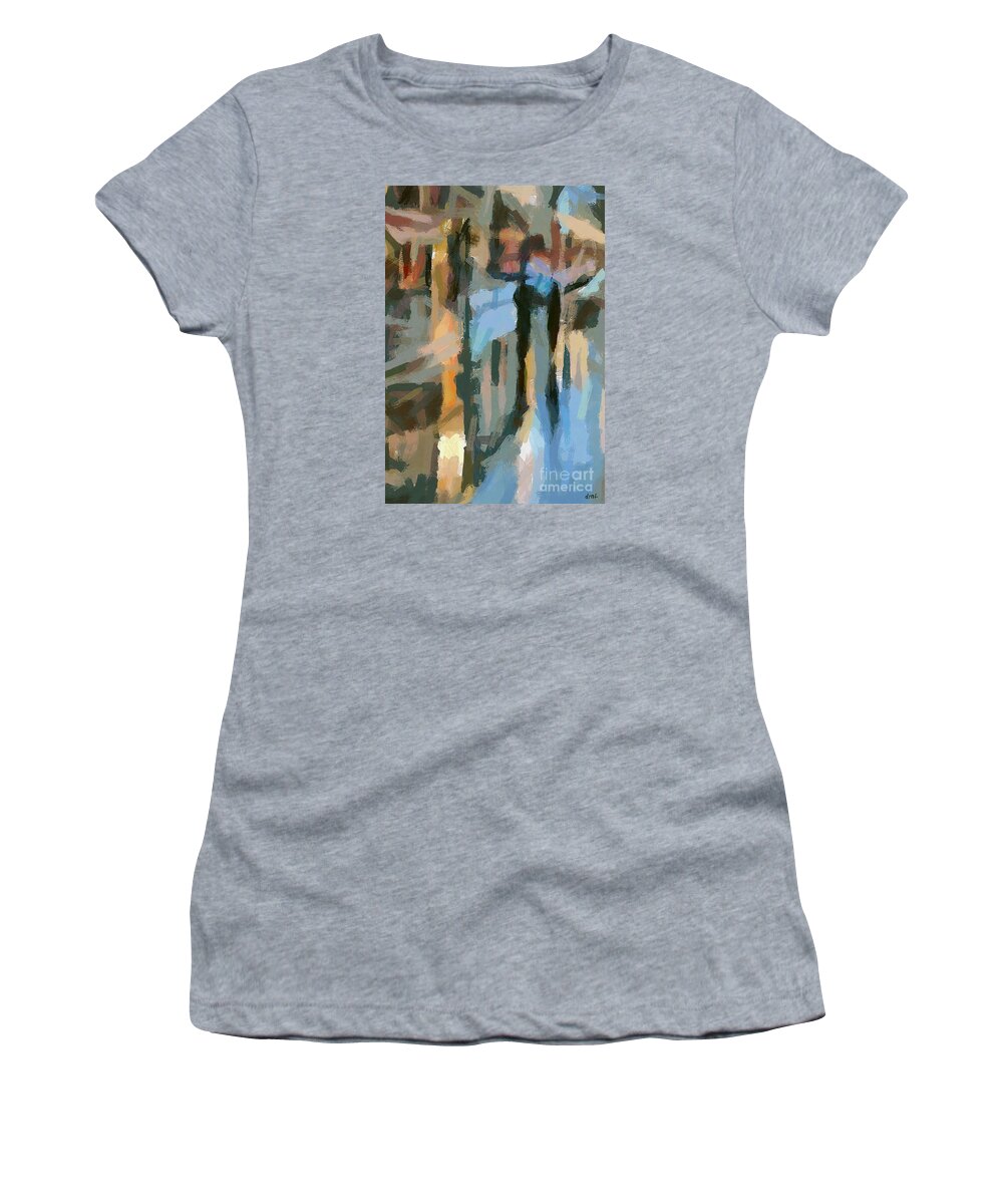 Cityscape Women's T-Shirt featuring the painting Rainy Evening by Dragica Micki Fortuna