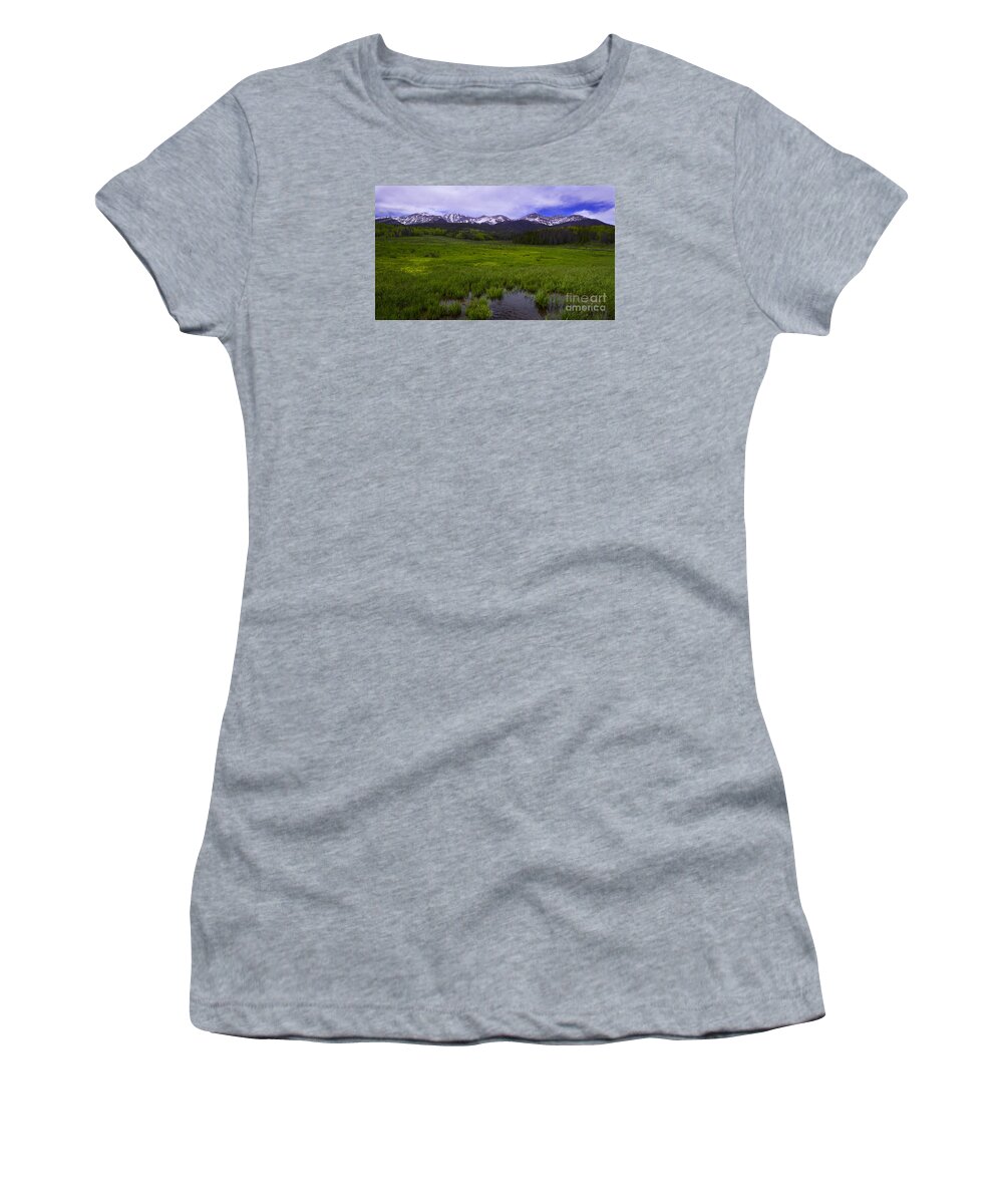Rocky Mountains Women's T-Shirt featuring the photograph Rainy Season by Barbara Schultheis