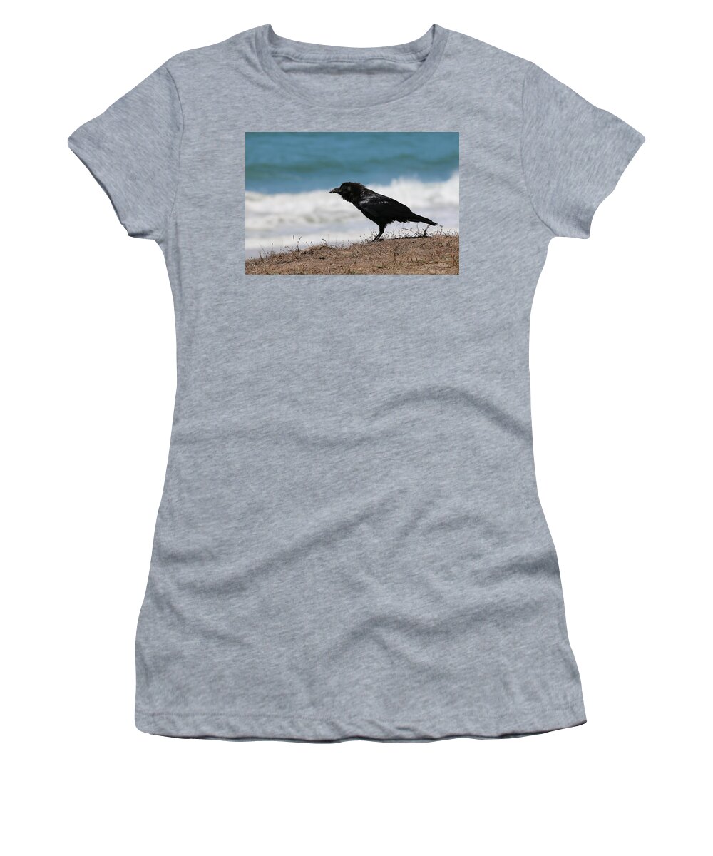 Wild Women's T-Shirt featuring the photograph Raven at the Ocean by Christy Pooschke