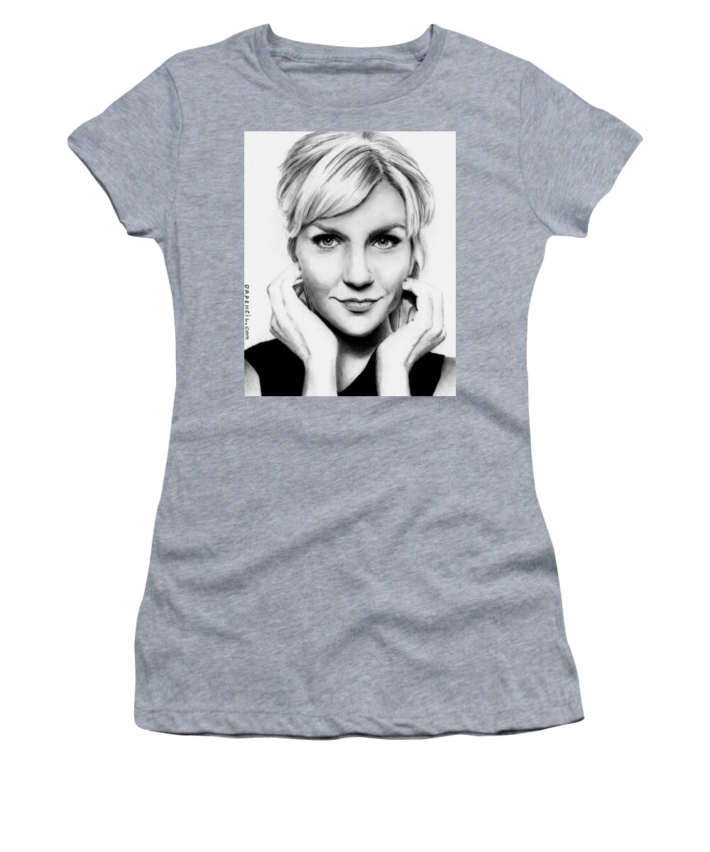Reah Seehorn Women's T-Shirt featuring the drawing Reah Seehorn by Rick Fortson