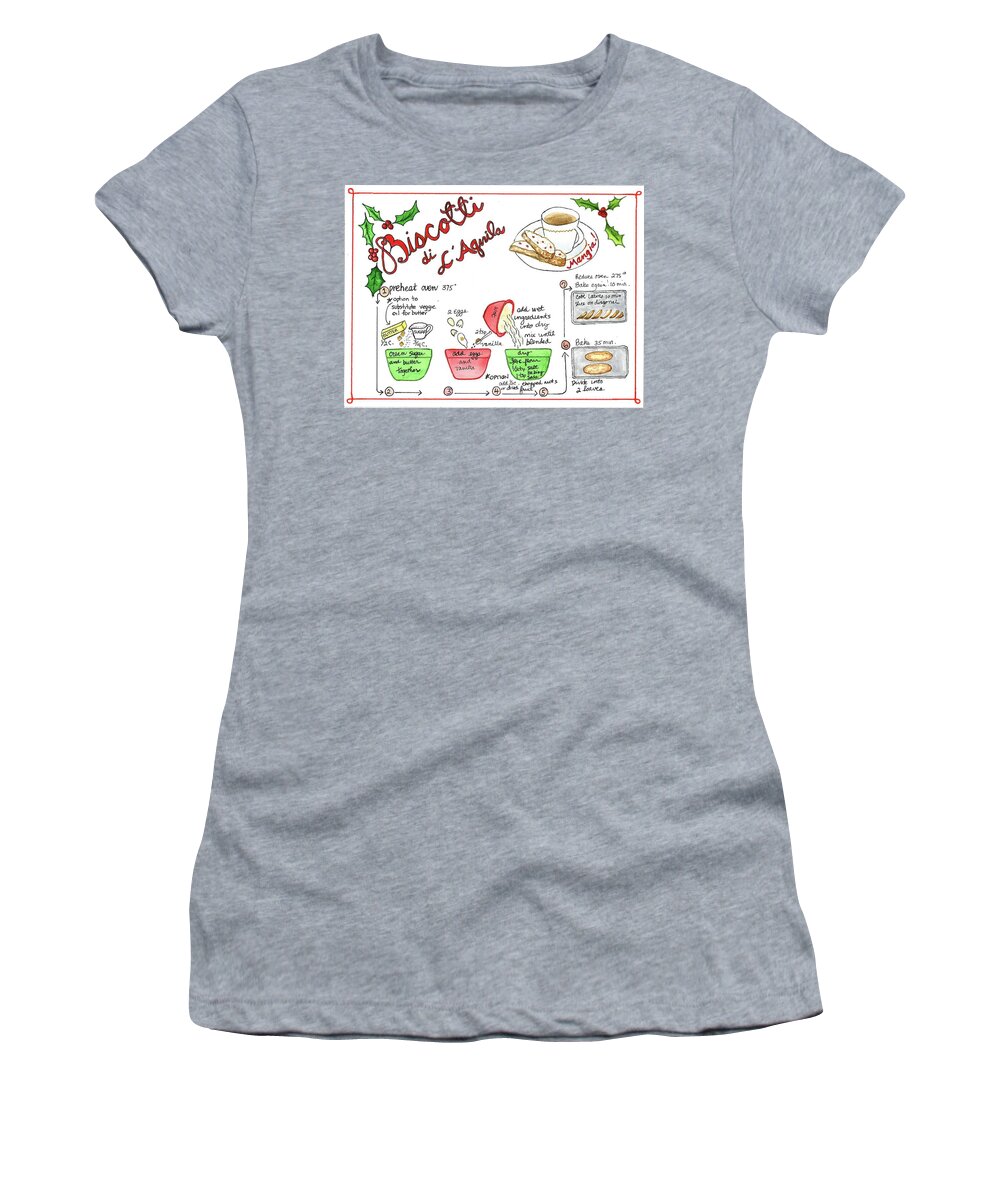 Recipe Women's T-Shirt featuring the painting Recipe Biscotti by Diane Fujimoto