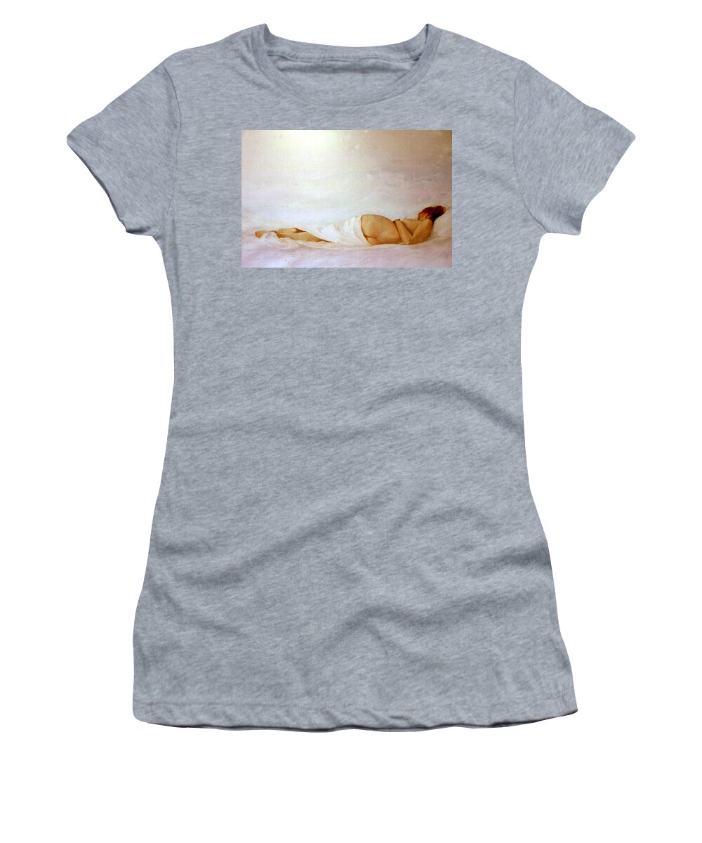 Reclining Nude Women's T-Shirt featuring the painting Reclining Nude 2 by David Ladmore