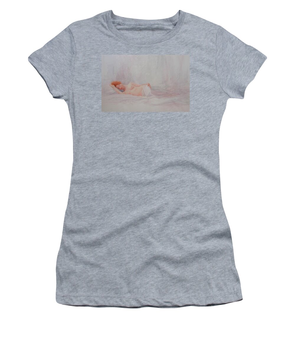 Reclining Nude Women's T-Shirt featuring the painting Reclining Nude 4 by David Ladmore