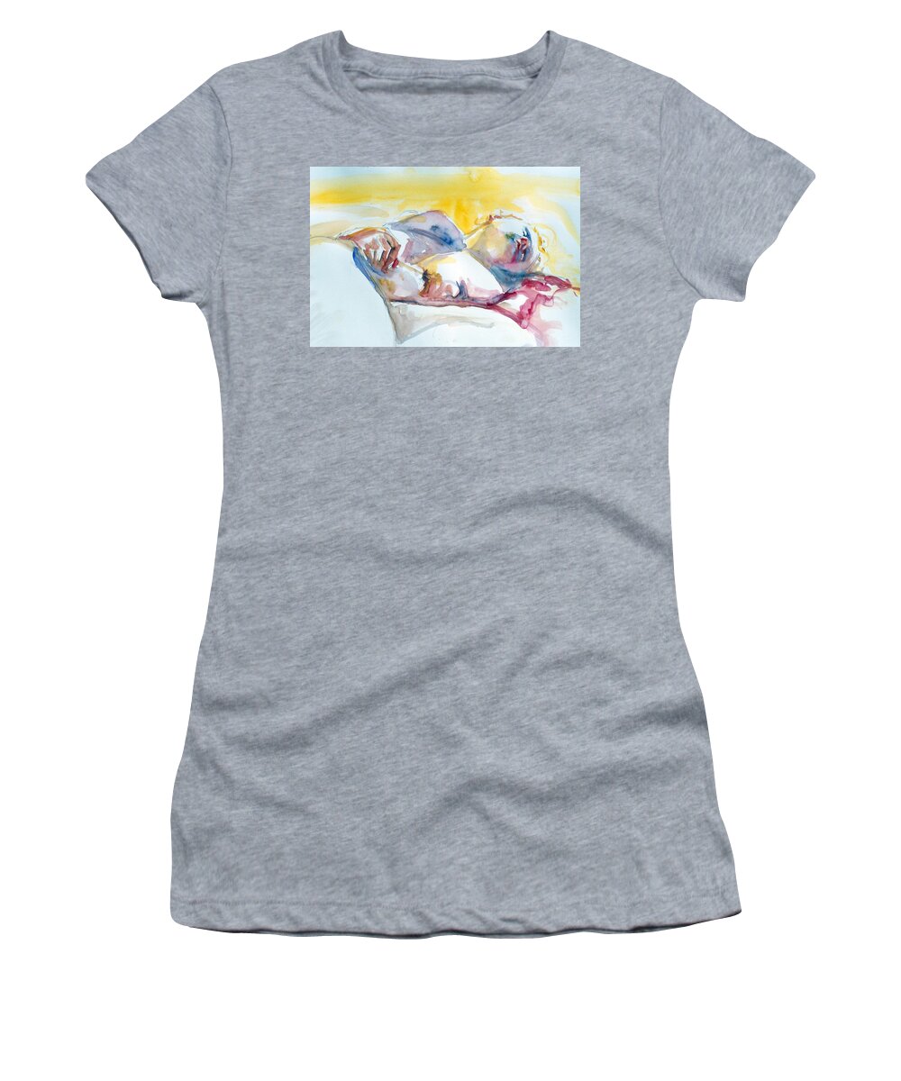 Full Body Women's T-Shirt featuring the painting Reclining Study by Barbara Pease