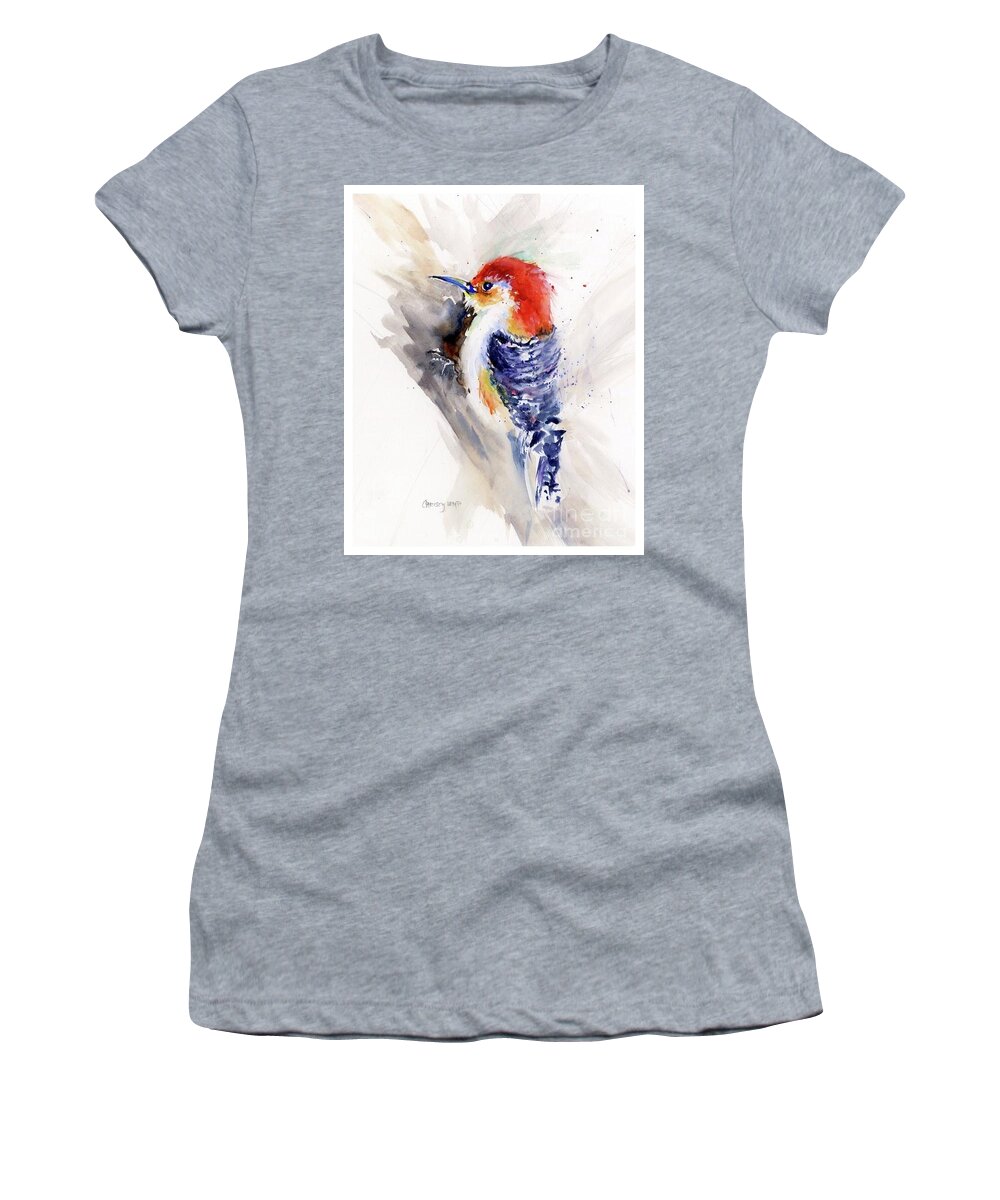 Bird Women's T-Shirt featuring the painting Red-bellied Woodpecker by Christy Lemp