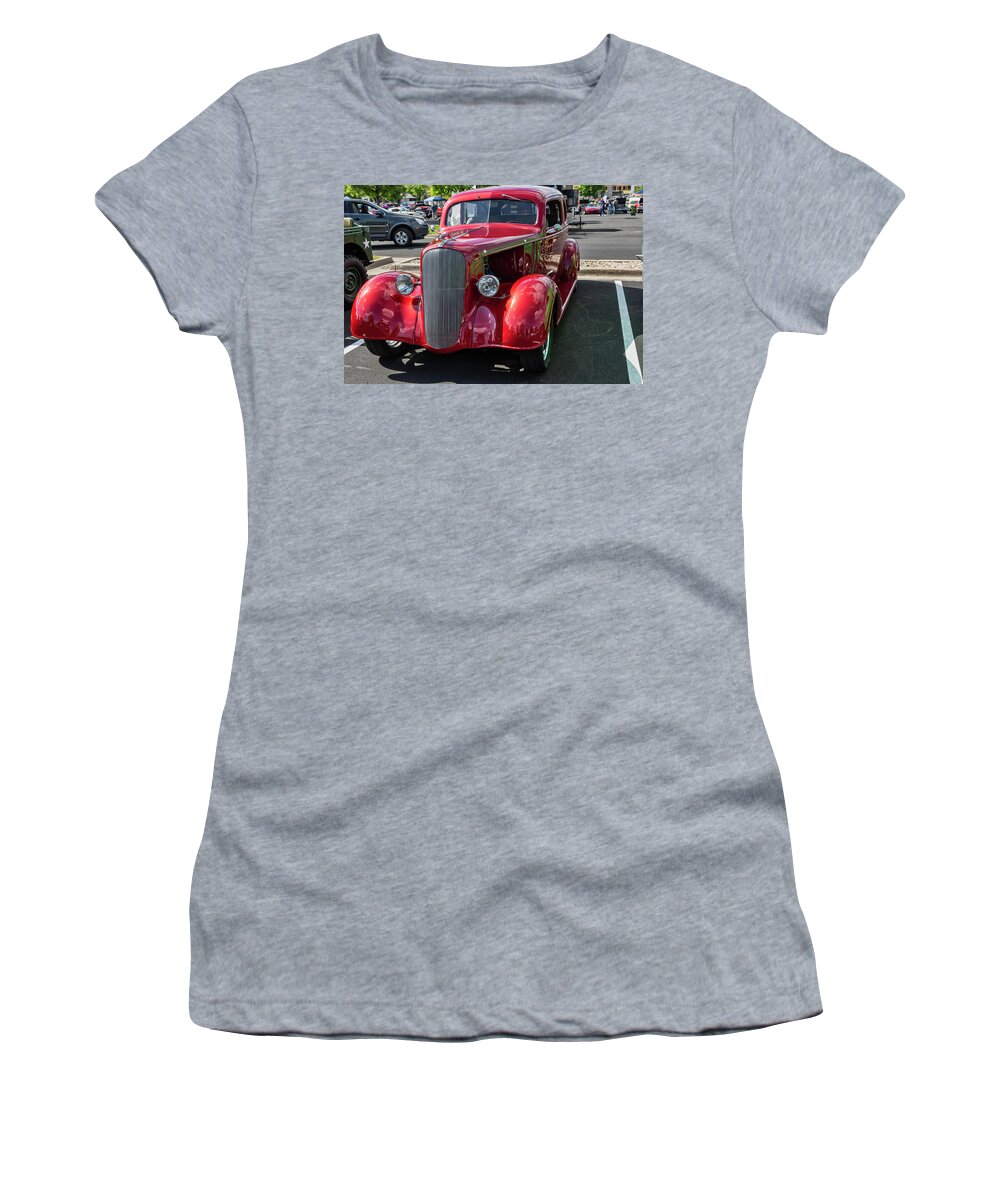 1940s Women's T-Shirt featuring the photograph Red Chevy by Lorraine Baum