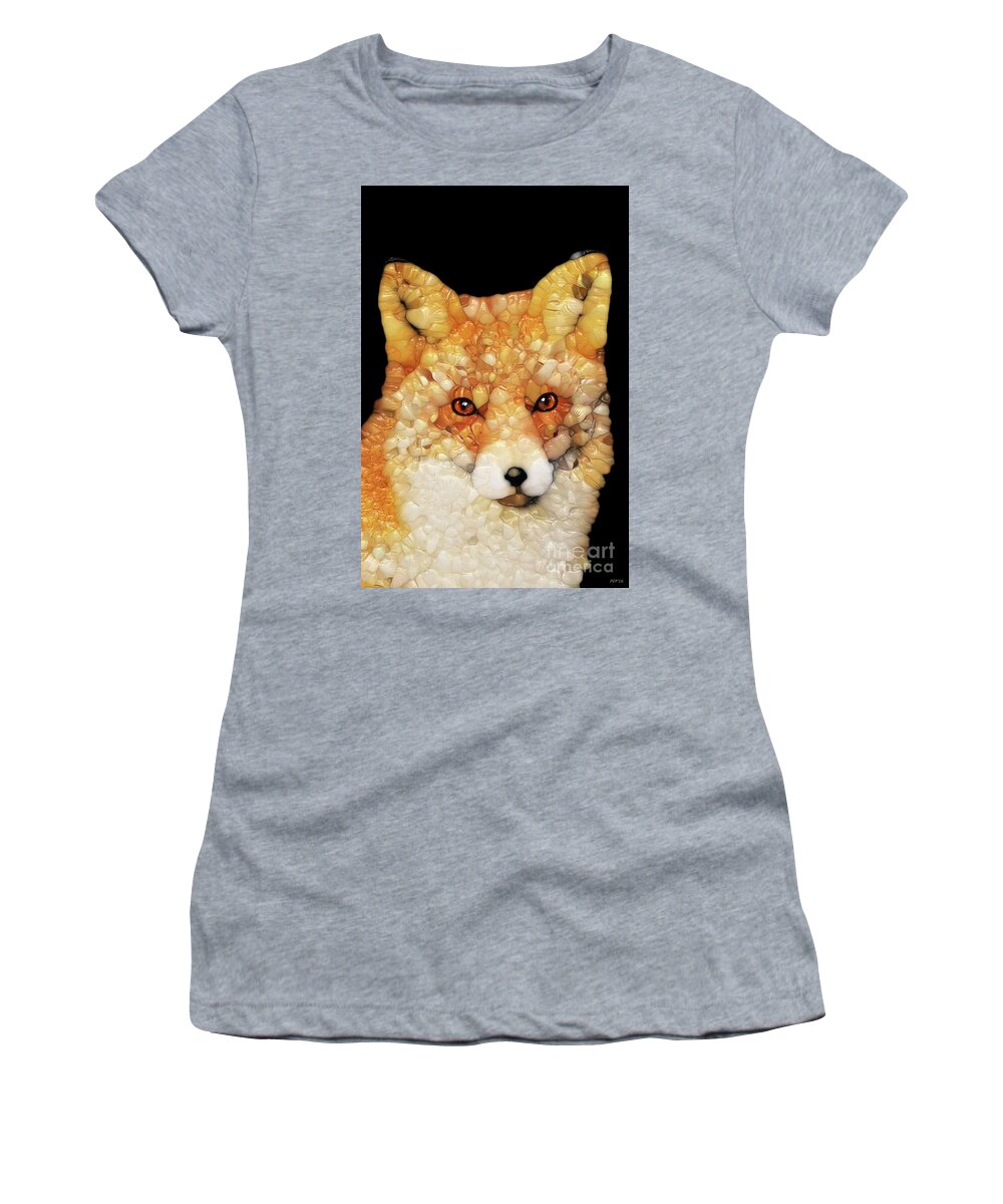 Fox Women's T-Shirt featuring the digital art Red Fox Abstract by Phil Perkins