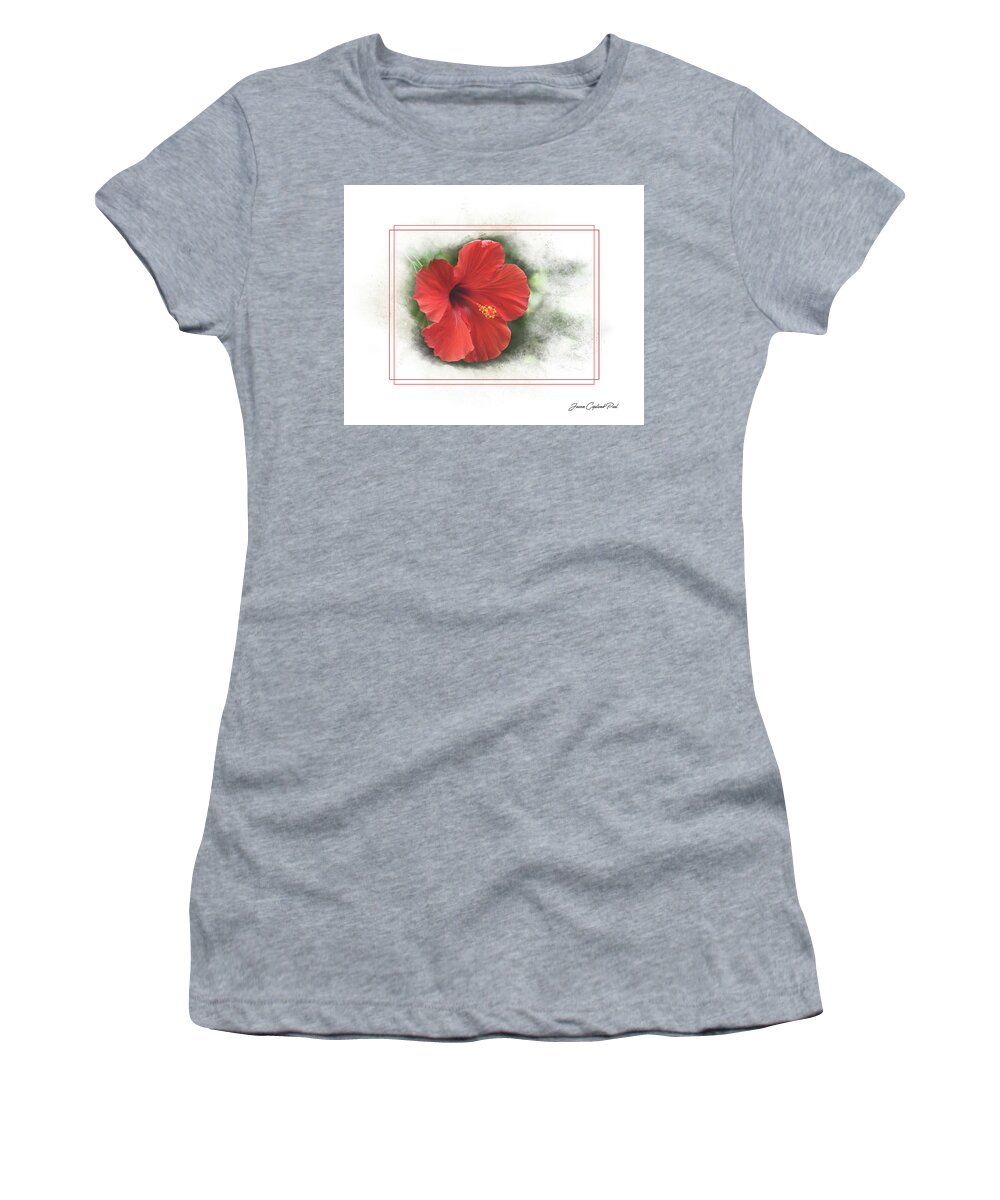 Red Hibiscus Women's T-Shirt featuring the photograph Red Hibiscus by Joann Copeland-Paul