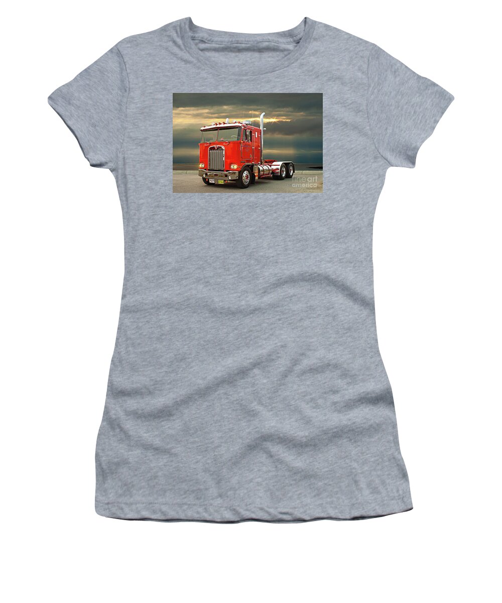 Big Rigs Women's T-Shirt featuring the photograph Red Kenworth Cabover by Randy Harris