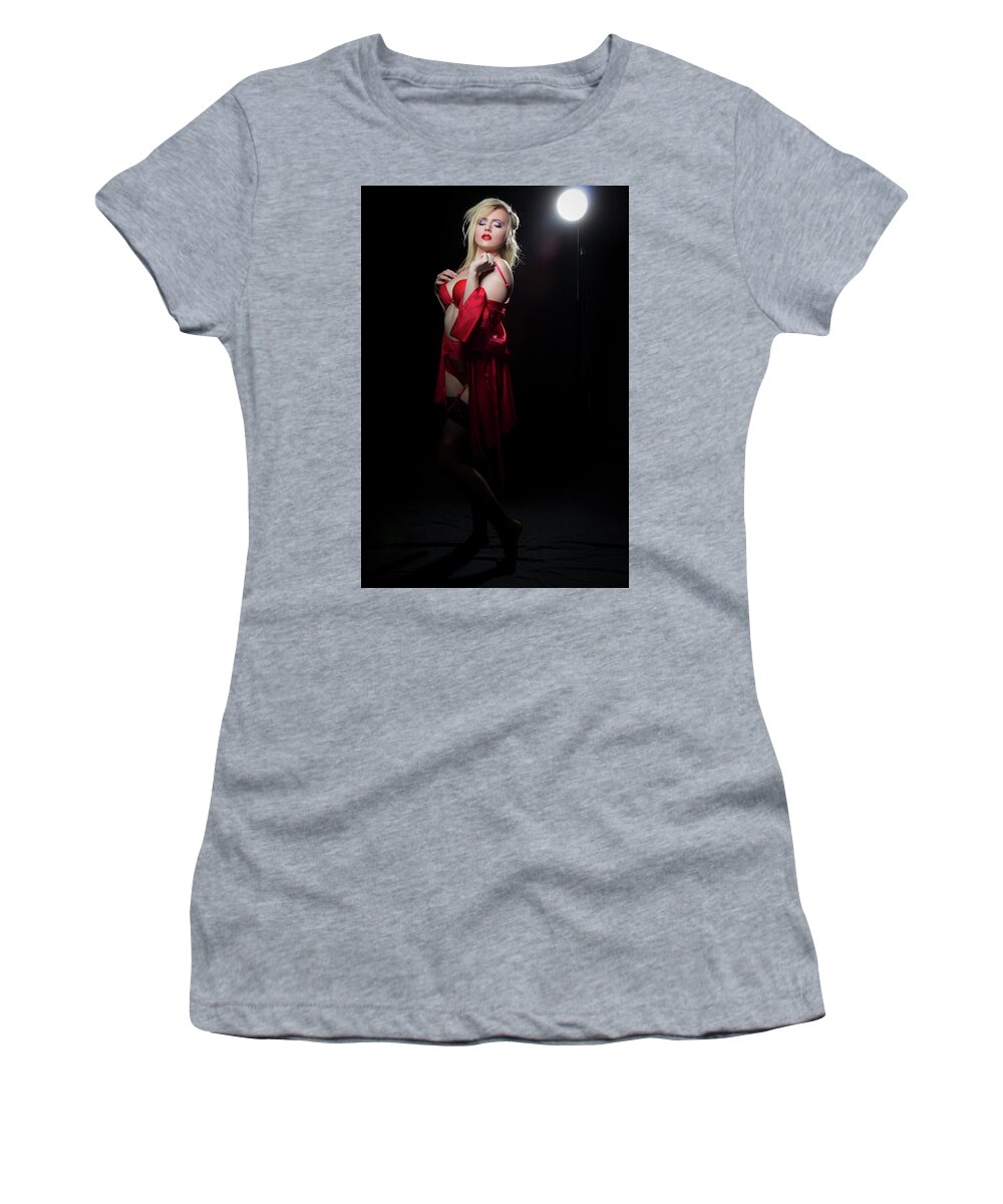 Sexy Women's T-Shirt featuring the photograph Red Lingerie by La Bella Vita Boudoir