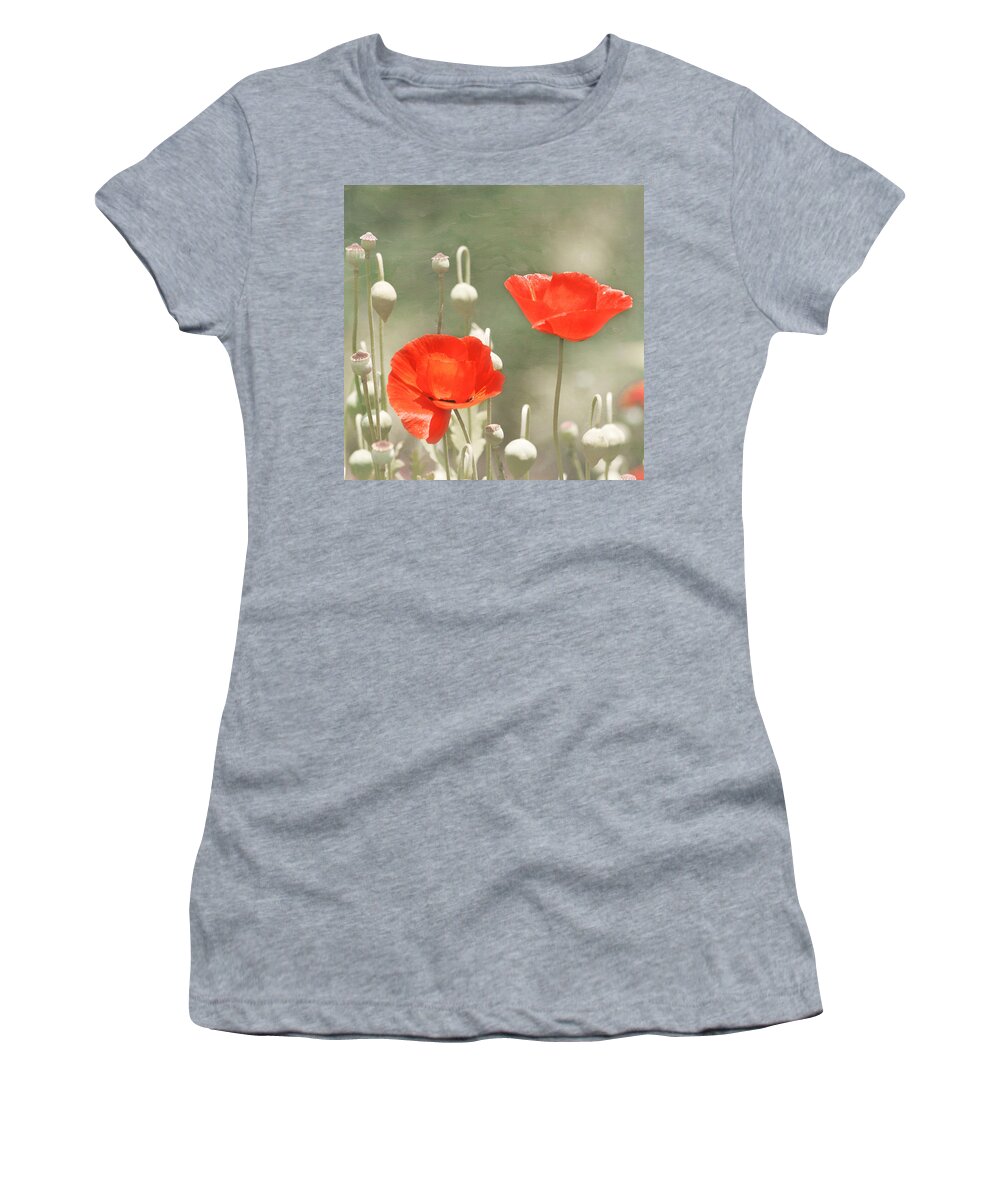 Red Flower Women's T-Shirt featuring the photograph Red Poppies by Kim Hojnacki