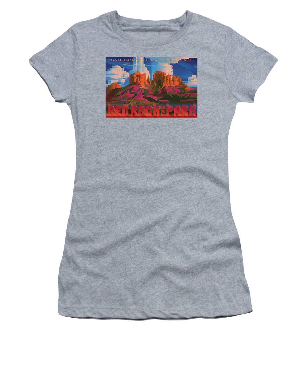 Red Rock State Park Women's T-Shirt featuring the digital art RED ROCK STATE PARK Arizona by Garth Glazier