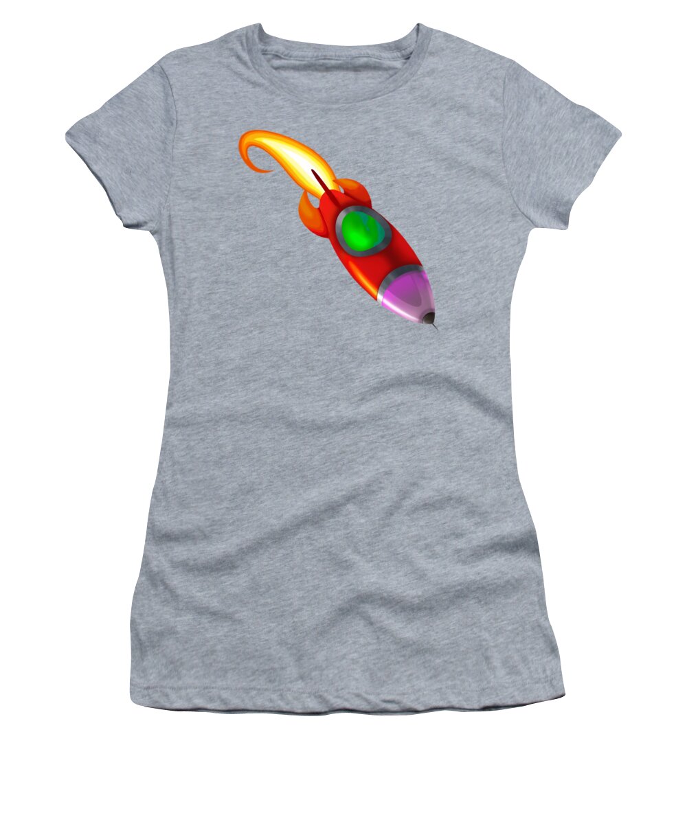 Rocket Women's T-Shirt featuring the digital art Red Rocket by Brian Kemper