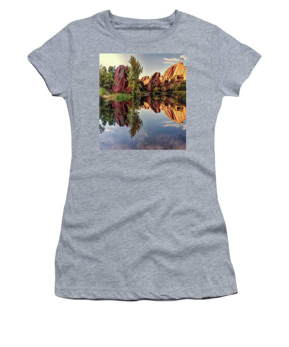 Scenic Women's T-Shirt featuring the photograph Majestic Colorado - Roxborough Park and Arrowhead Golf Course in all its Glory by OLena Art