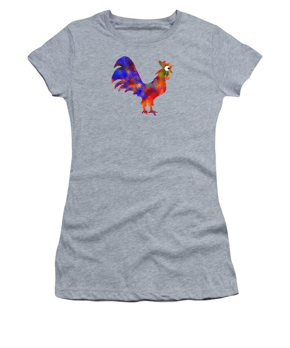 Rooster Women's T-Shirt featuring the mixed media Red Rooster Art by Christina Rollo