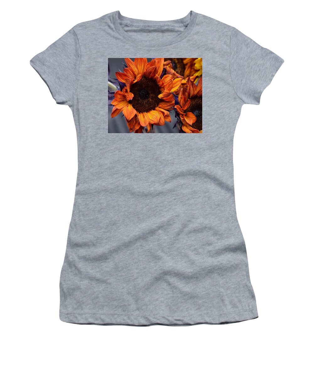 Flowers Women's T-Shirt featuring the photograph Red Sunflowers by Jimmy Chuck Smith
