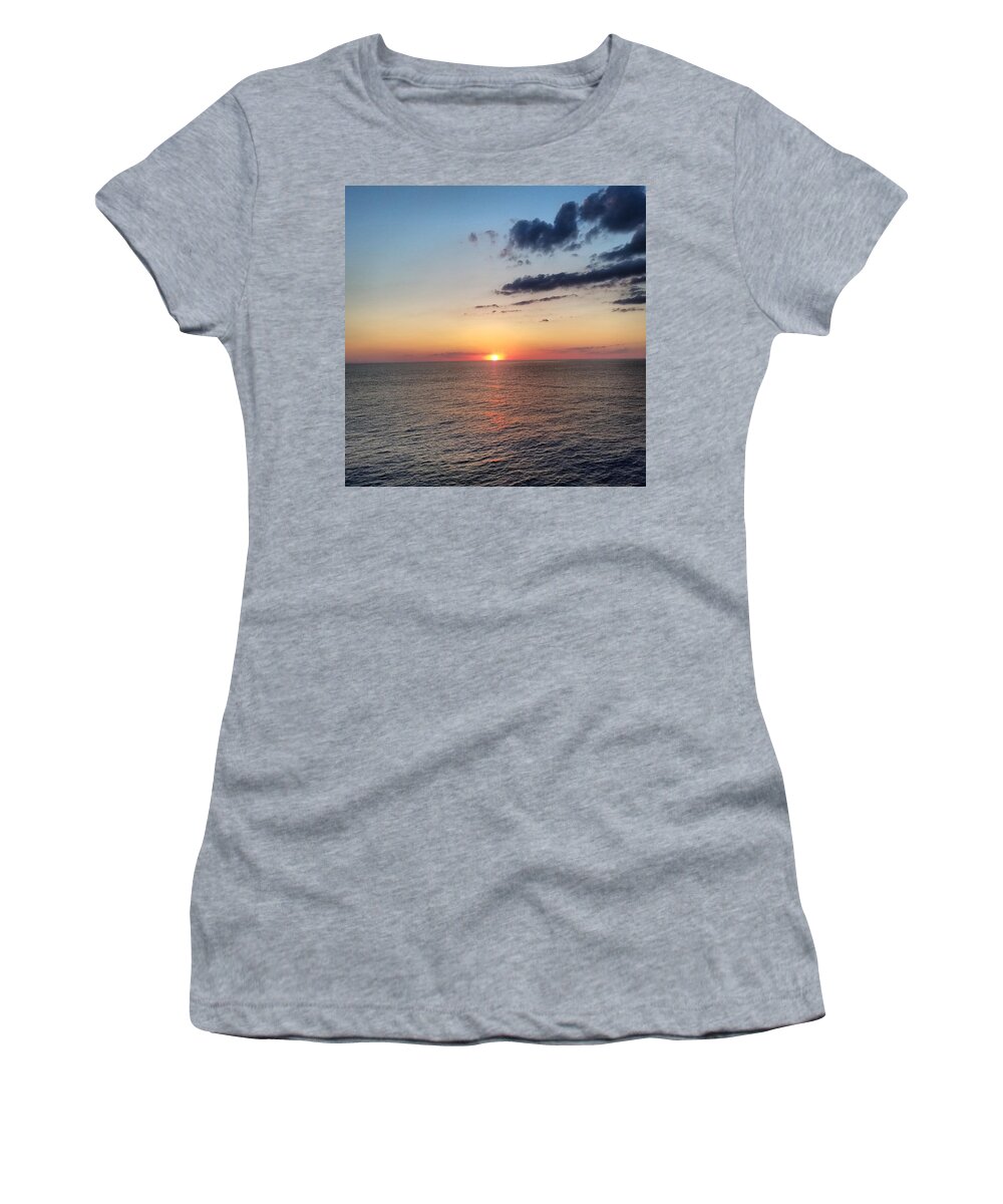 Sunset Women's T-Shirt featuring the photograph Red Sunset Over Ocean by Vic Ritchey