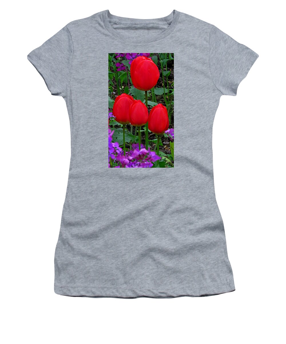Tulips Women's T-Shirt featuring the photograph Red Tulips by John Topman