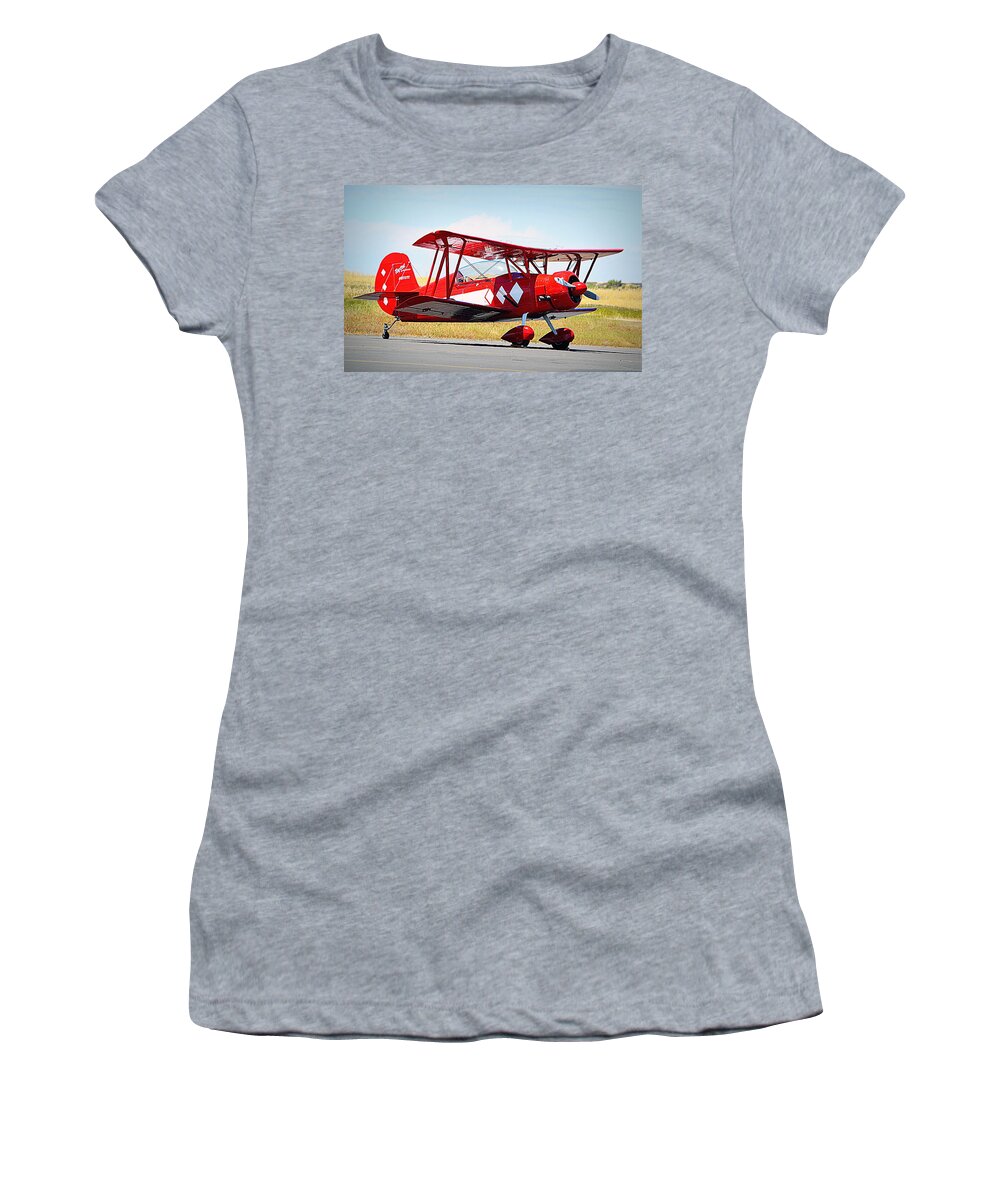 Plane Women's T-Shirt featuring the photograph Red Vintage Plane by AJ Schibig