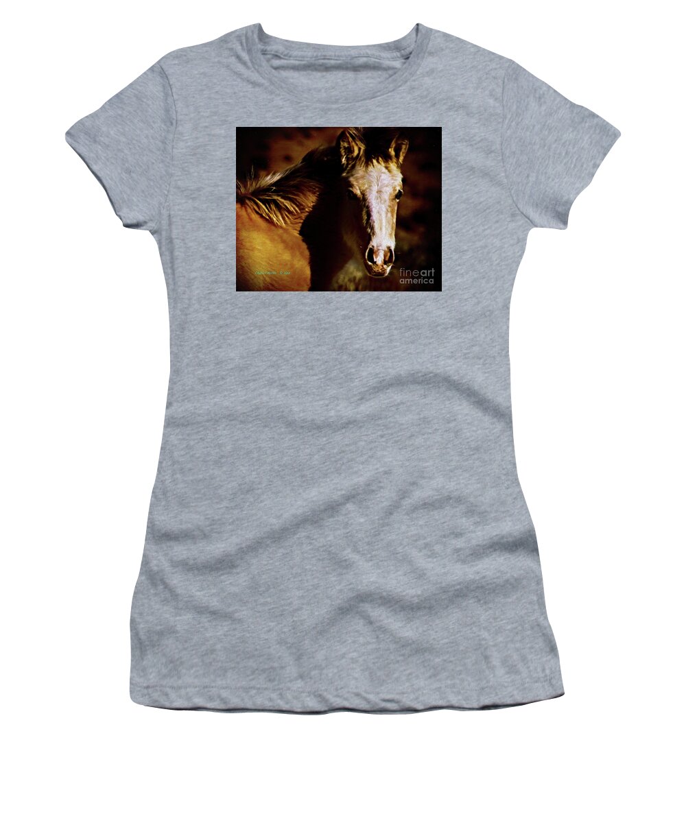 Digital Women's T-Shirt featuring the painting Red Willow pony LX by Charles Muhle