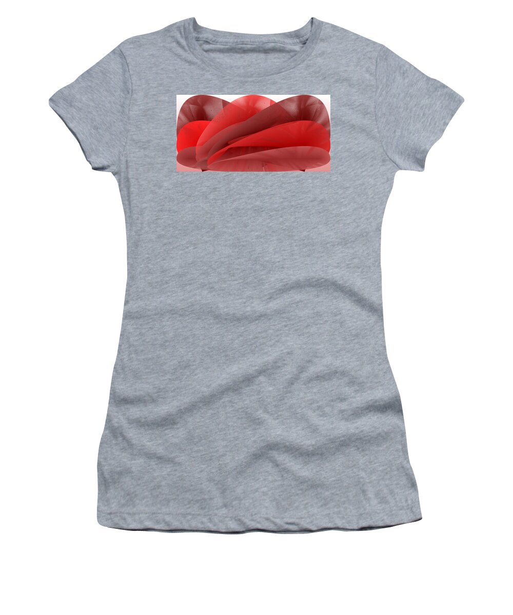 Rithmart Abstract Red Organic Random Computer Digital Shapes Abstract Predominantly Red 700 Women's T-Shirt featuring the digital art Red.700 by Gareth Lewis