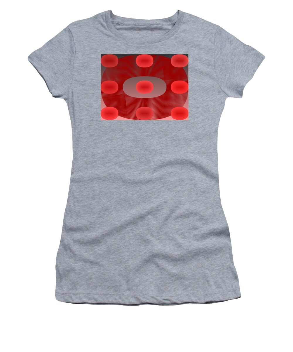 Rithmart Abstract Red Organic Random Computer Digital Shapes Abstract Predominantly Red Women's T-Shirt featuring the digital art Red.782 by Gareth Lewis