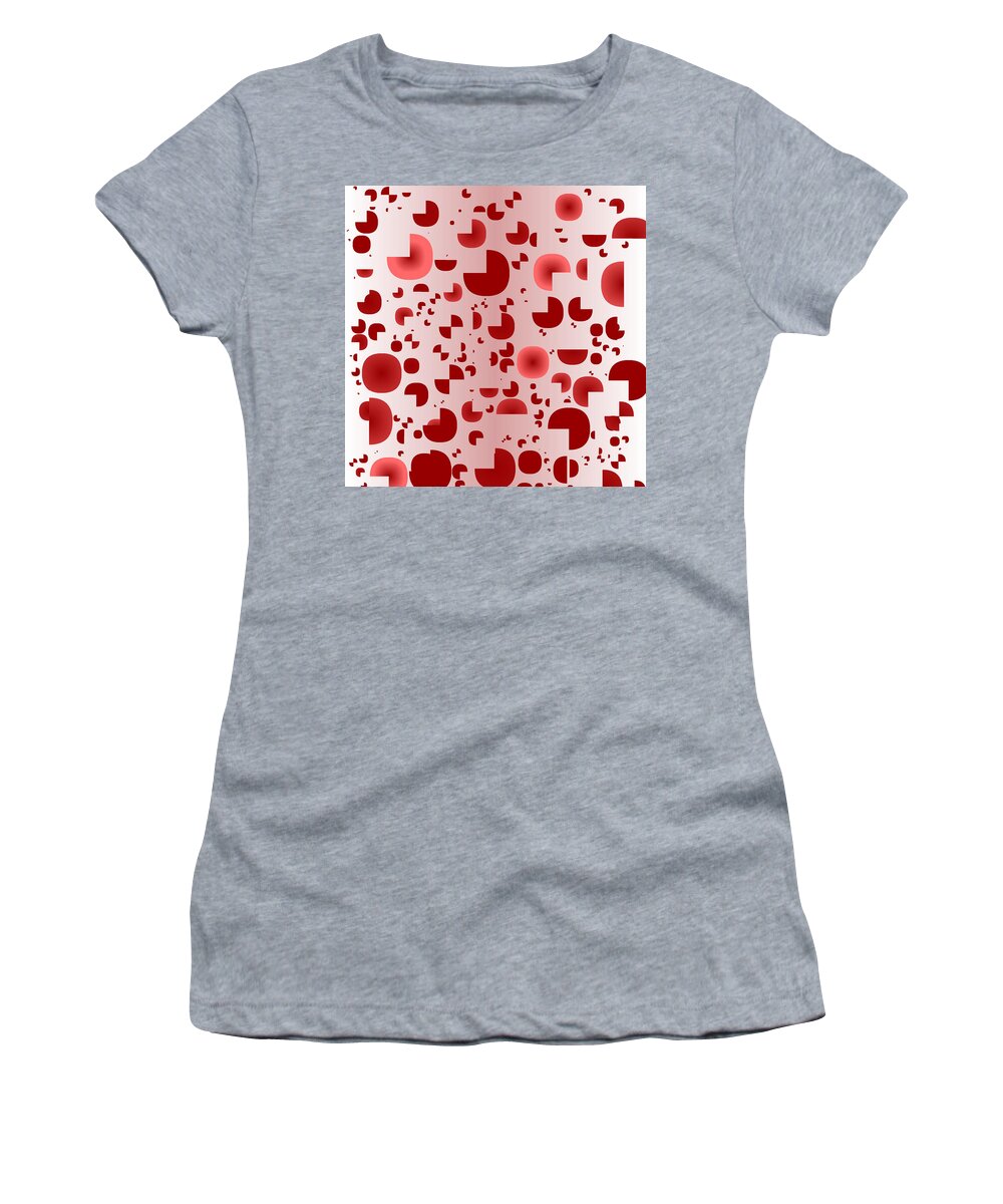 Rithmart Abstract Red Organic Random Computer Digital Shapes Abstract Predominantly Red Women's T-Shirt featuring the digital art Red.845 by Gareth Lewis
