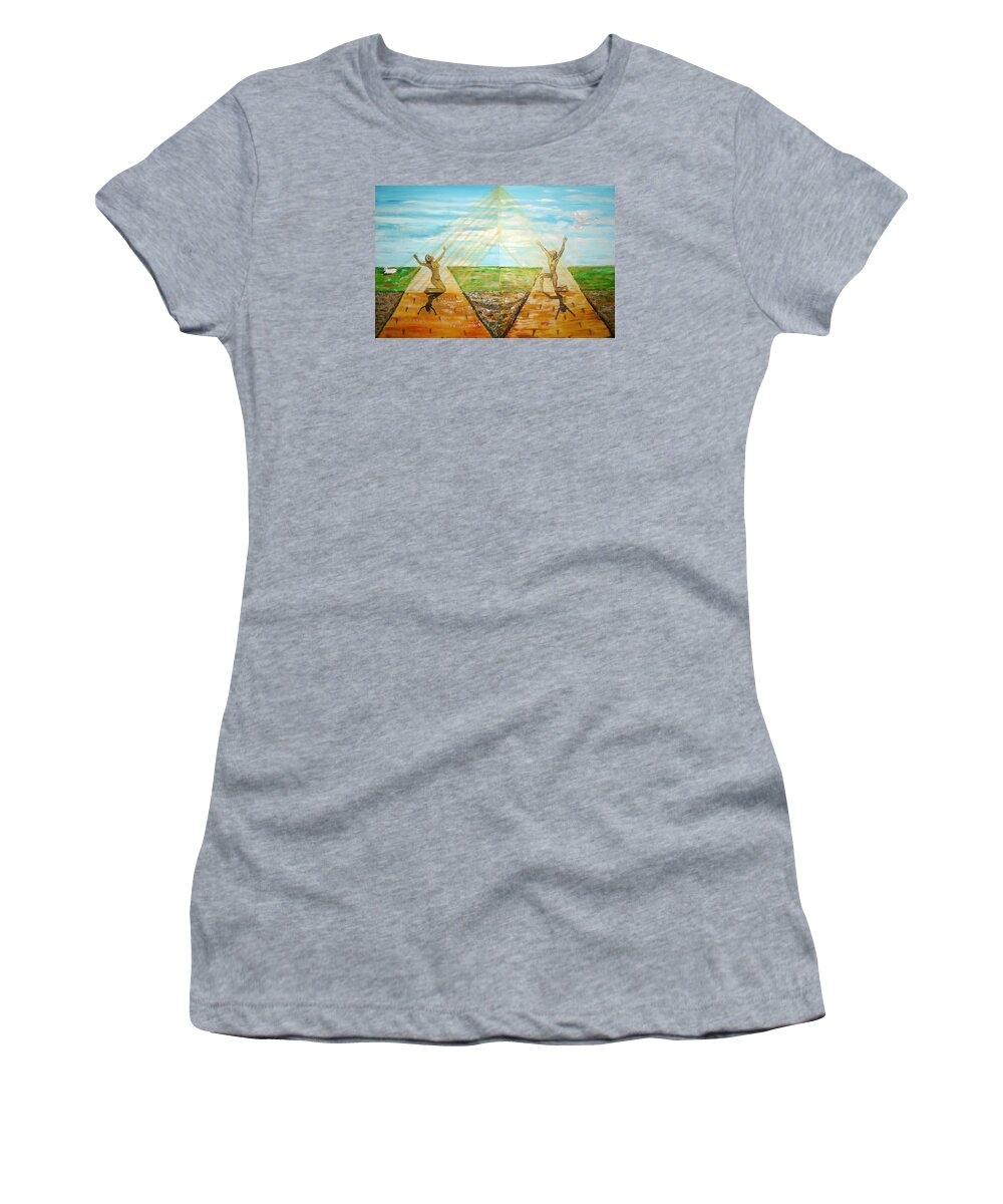 Surrealism Women's T-Shirt featuring the painting Redemption by Lee McCormick