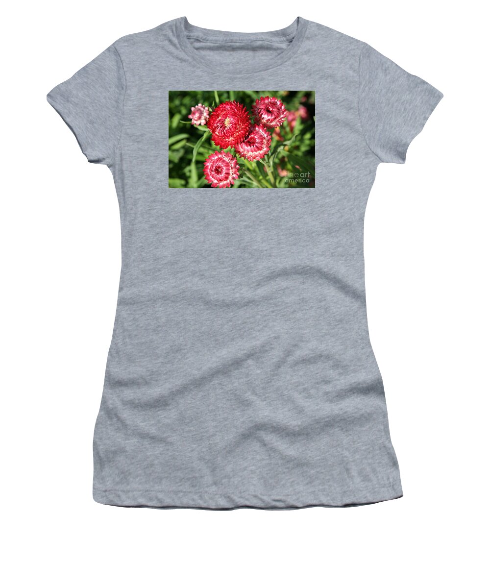 Flowers Women's T-Shirt featuring the photograph Reds Flowers by Chuck Kuhn