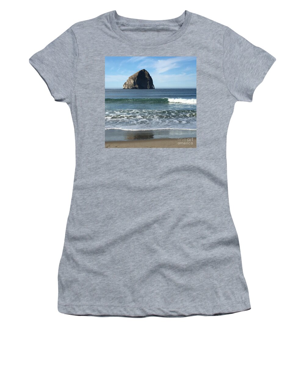 Haystock Rock Reflection Women's T-Shirt featuring the photograph Reflection of Haystock Rock by Susan Garren