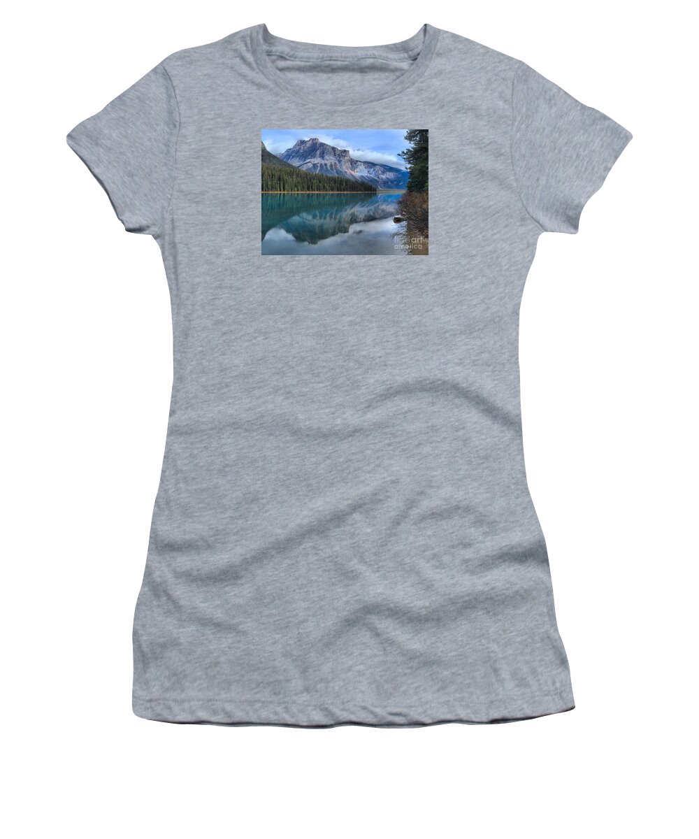 Emerald Lake Women's T-Shirt featuring the photograph Reflections At Yoho National Park by Adam Jewell
