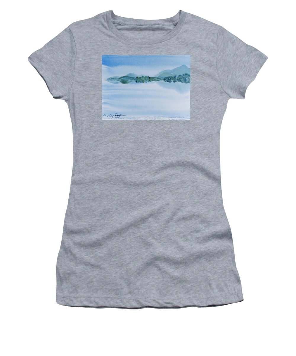 Australia Women's T-Shirt featuring the painting Reflection of Mt Rugby in Bathurst Harbour by Dorothy Darden