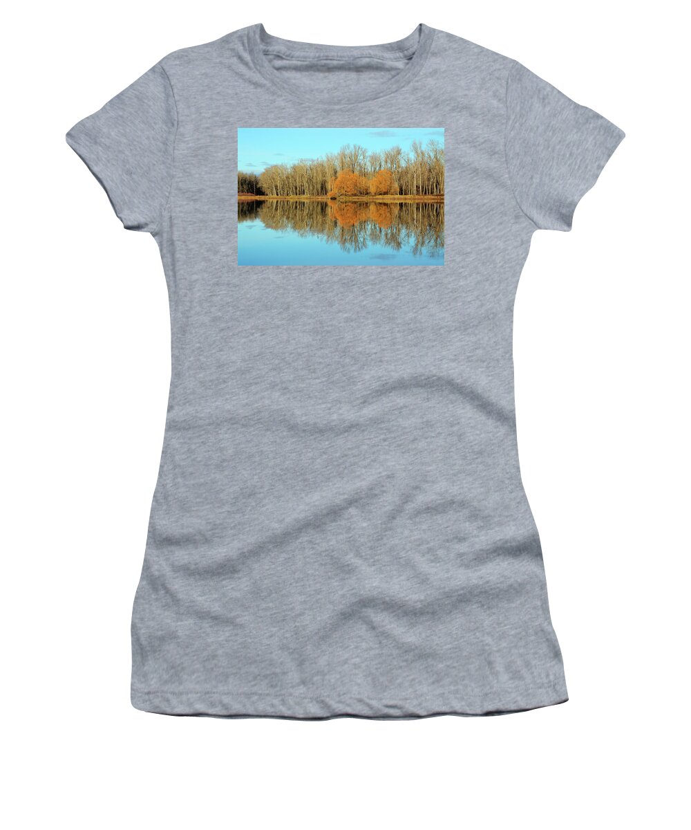 Reflection Women's T-Shirt featuring the photograph Reflections of Winter's Dawn by Whispering Peaks Photography